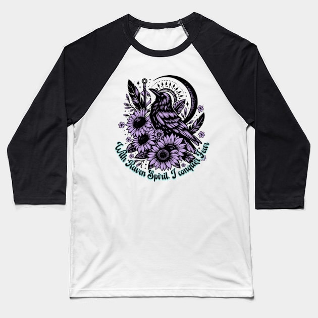 Gothic Boho style Raven Baseball T-Shirt by Offbeat Outfits